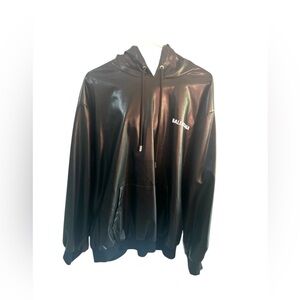 Balenciaga Black Faux Leather Hoodie